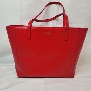 Kate Spade New York Red Leather Zip-Top Tote Bag